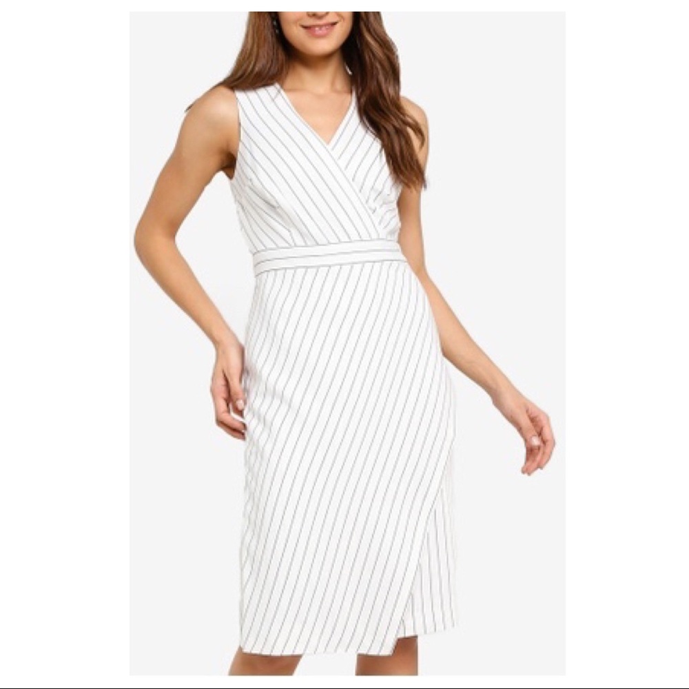 NWT BR Stripe Sheath Dress, white w/ navy stripes, 4